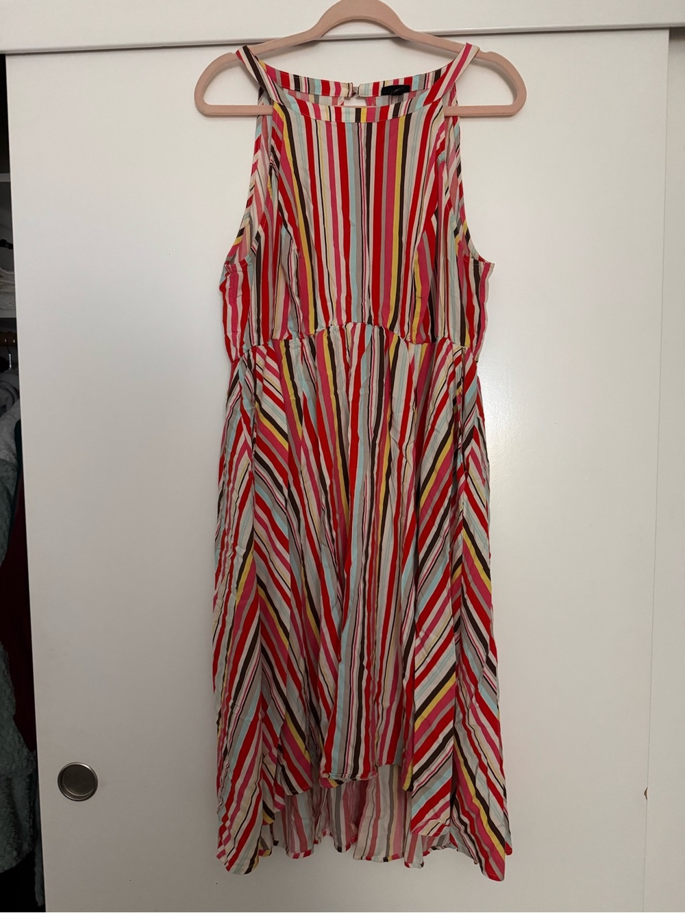 Red Multi-Striped Sleeveless Dress